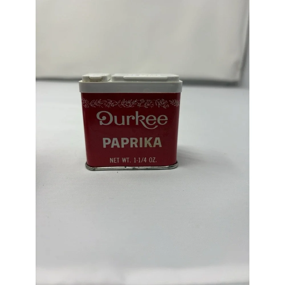 Vintage Durkee Tin PAPRIKA SPICE 1 1/4 oz Westfield OH USA Retro Advertising